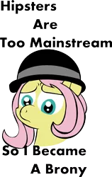 Size: 835x1324 | Tagged: safe, artist:lordcurly972, derpibooru import, fluttershy, brony, hat, hipster, solo