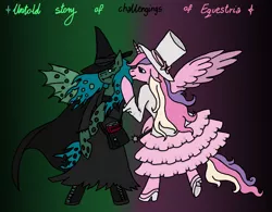 Size: 2969x2314 | Tagged: artist:just-agu, clothes, costume, derpibooru import, princess cadance, queen chrysalis, safe, the wizard of oz, wicked