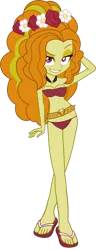 Size: 1422x3685 | Tagged: suggestive, artist:imperfectxiii, derpibooru import, edit, vector edit, adagio dazzle, equestria girls, rainbow rocks, belt, bikini, breasts, clothes, feet, female, flower, sandals, sexy, show accurate, simple background, solo, solo female, swimsuit, transparent background, vector