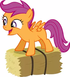 Size: 852x937 | Tagged: artist:scienceisanart, cute, cutealoo, derpibooru import, happy, hay, safe, scootaloo, simple background, solo, vector, white background