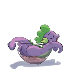 Size: 1024x1024 | Tagged: safe, artist:imsokyo, derpibooru import, spike, dragon, pony, daily life of spike, daily sleeping spike, cup of pony, eyes closed, inconvenient spike, open mouth, pun, punch (drink), punch bowl, sleeping, snoring, solo, tumblr, visual pun