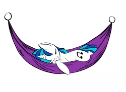 Size: 960x704 | Tagged: dead source, safe, artist:linkling, derpibooru import, vinyl scratch, pony, unicorn, cute, eyes closed, hammock, simple background, sleeping, vinylbetes, white background