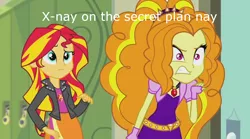 Size: 1268x703 | Tagged: safe, derpibooru import, adagio dazzle, sunset shimmer, equestria girls, rainbow rocks, pig latin, text