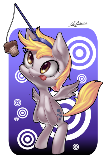 Size: 2544x3799 | Tagged: safe, artist:jggjqm522, derpibooru import, derpy hooves, pegasus, pony, carrot on a stick, female, mare, muffin, solo