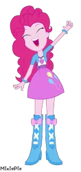 Size: 3000x6358 | Tagged: safe, artist:mixiepie, derpibooru import, pinkie pie, equestria girls, rainbow rocks, absurd resolution, balloon, boots, bracelet, clothes, cute, diapinkes, high heel boots, jewelry, open mouth, simple background, skirt, solo, transparent background, vector