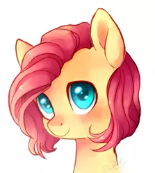 Size: 486x546 | Tagged: safe, artist:ghst-qn, derpibooru import, fluttershy, pegasus, pony, alternate hairstyle, bust, cute, portrait, short hair, short mane, shyabetes, simple background, smiling, solo, white background