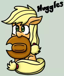 Size: 272x324 | Tagged: applejack, artist:memorible, derpibooru import, floppy ears, hug request, mouth hold, safe, sitting, solo