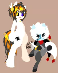 Size: 1111x1387 | Tagged: safe, artist:snow angel, derpibooru import, oc, oc:black ink, oc:spider, unofficial characters only, black sclera, heterochromia, pixiv