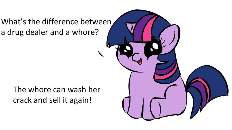 Size: 1194x668 | Tagged: derpibooru import, drug dealer, exploitable meme, filly, filly twilight sparkle, filly twilight telling an offensive joke, meme, obligatory pony, questionable, solo, twilight sparkle, vulgar, whore