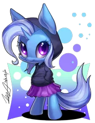 Size: 2304x2949 | Tagged: safe, artist:jggjqm522, derpibooru import, trixie, pony, unicorn, bipedal, clothes, female, hoodie, mare, skirt, solo, vector