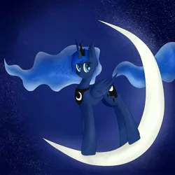 Size: 3000x3000 | Tagged: artist:iados, crescent moon, derpibooru import, moon, night, princess luna, safe, solo, tangible heavenly object