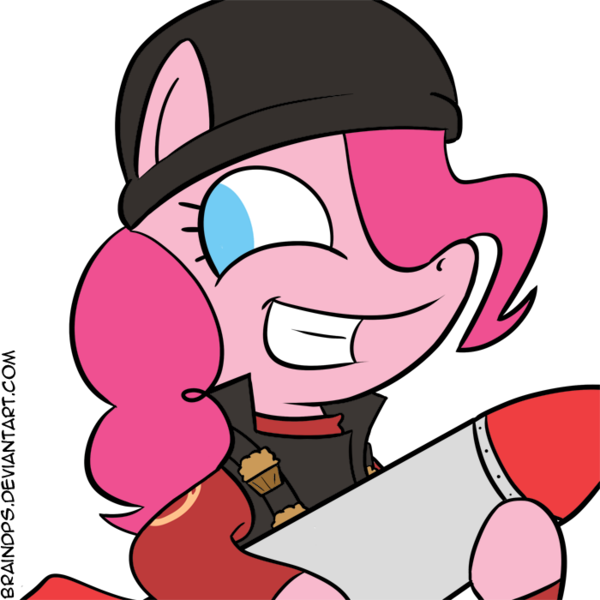 Size: 700x700 | Tagged: artist:braindps, demoman, demopie, pinkie pie, safe, solo, team fortress 2