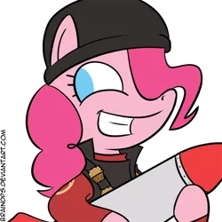 Size: 700x700 | Tagged: artist:braindps, demoman, demopie, pinkie pie, safe, solo, team fortress 2