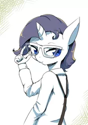 Size: 1024x1445 | Tagged: anthro, artist:yajima, clothes, derpibooru import, elusive, glasses, rarity, rule 63, safe, solo