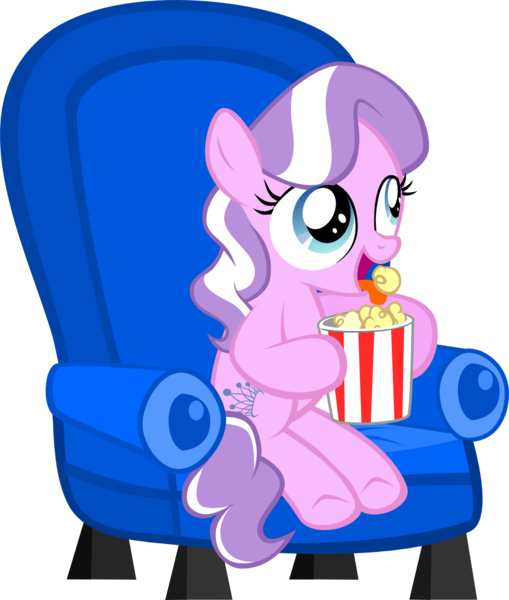 Size: 1025x1209 | Tagged: artist:magerblutooth, chair, derpibooru import, diamond tiara, missing accessory, popcorn, safe, simple background, solo, transparent background, vector