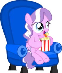 Size: 1025x1209 | Tagged: artist:magerblutooth, chair, derpibooru import, diamond tiara, missing accessory, popcorn, safe, simple background, solo, transparent background, vector