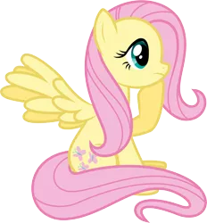 Size: 6400x6884 | Tagged: absurd resolution, artist:parclytaxel, derpibooru import, fluttershy, raised hoof, safe, simple background, sitting, solo, spread wings, .svg available, thinking, transparent background, vector