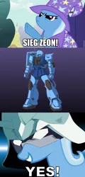 Size: 600x1252 | Tagged: char aznable, derpibooru import, edit, edited screencap, gundam, image macro, meme, mobile suit gundam, ponibooru import, robot, safe, screencap, sieg zeon, trixie, trixie yells at everything, zaku, zeon