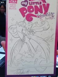 Size: 768x1024 | Tagged: safe, artist:andypriceart, derpibooru import, princess luna, tiberius, cloud, cover, eyes closed, happy, monochrome, moon, open mouth, sketch, traditional art