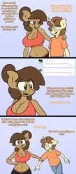 Size: 1700x3882 | Tagged: anthro, anthro oc, artist:stunnerpone, belly button, big breasts, breasts, cleavage, clothes, comic, derpibooru import, dialogue, female, georgia replies, looking at each other, midriff, oc, oc:georgia lockheart, oc:ollie cotter, oc x oc, safe, shipping, sports bra, tumblr, unofficial characters only