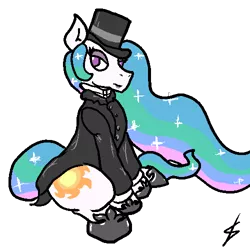 Size: 500x500 | Tagged: artist:joehoofer, clothes, derpibooru import, hat, princess celestia, safe, solo, top hat, victoria 2, victorian