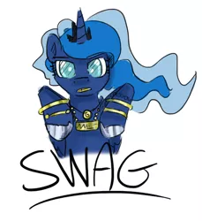 Size: 534x582 | Tagged: safe, artist:ask-luna-bagel, derpibooru import, princess luna, pony, female, gangsta, gold, mare, princess, silver, solo, swag