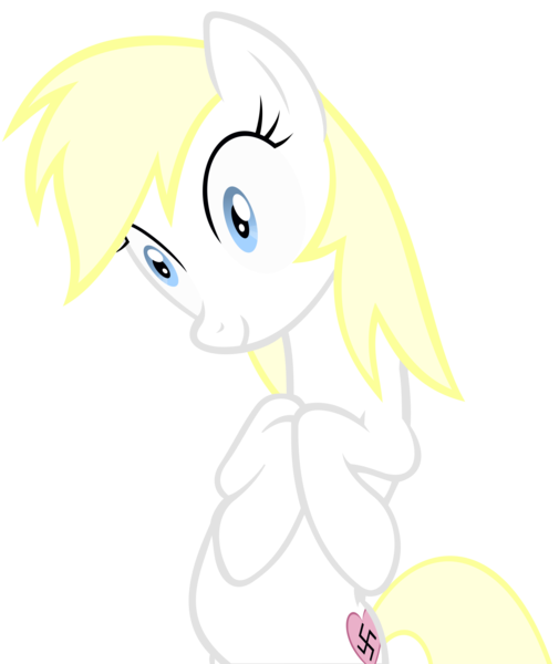 Size: 1679x1994 | Tagged: artist:accu, crazy face, crazy mares, cute, derpibooru import, edit, female, inkscape, nazi, oc, oc:aryanne, safe, simple background, smiling, solo, svg, swastika, transparent background, unofficial characters only, vector