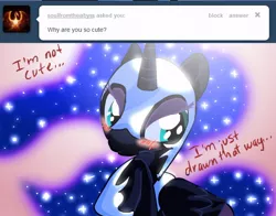 Size: 650x510 | Tagged: artist:alfa995, ask, ask nightmare moon, cute, i'm not cute, moonabetes, nicemare moon, nightmare moon, safe, solo, tsundere, tsundere moon, tumblr, who framed roger rabbit