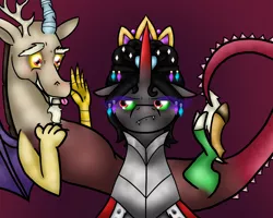 Size: 3000x2400 | Tagged: artist:smilingm00n, ceremonial headdress, derpibooru import, discord, king sombra, safe