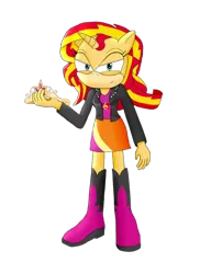 Size: 1138x1566 | Tagged: anthro, artist:infinityr319, crossover, derpibooru import, equestria girls outfit, plantigrade anthro, safe, simple background, sonicified, sonic the hedgehog (series), style emulation, sunset shimmer, transparent background