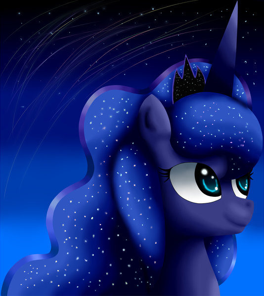 Size: 1125x1265 | Tagged: safe, artist:king-sombrero, derpibooru import, princess luna, smiling, solo, stars