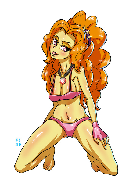 Size: 1604x2205 | Tagged: suggestive, artist:mrs1989, derpibooru import, adagio dazzle, equestria girls, rainbow rocks, armpits, belly button, bikini, breasts, busty adagio dazzle, cleavage, clothes, female, fingerless gloves, gloves, solo, solo female, stupid sexy adagio dazzle, swimsuit, tongue out, underass