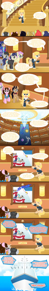 Size: 1236x7218 | Tagged: aaron pony, artist:shinta-girl, background pony, comic, cruise ship, derpibooru import, julie mccoy, kibitz, oc, ocean, oc:shinta pony, princess celestia, princess luna, raven, safe, spanish, translated in the description