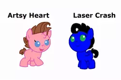 Size: 895x589 | Tagged: safe, artist:angel cake, derpibooru import, oc, oc:artsy heart, oc:laser crash, unofficial characters only, pegasus, pony, unicorn, baby, baby pony, foal