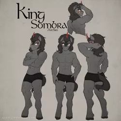 Size: 1000x1000 | Tagged: suggestive, artist:evehly, derpibooru import, king sombra, anthro, abs, bare chest, boxers, clothes, king sombara, male, muscles, solo, solo male, sombutt, stupid sexy sombra, tongue out, topless, underwear