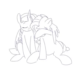 Size: 700x700 | Tagged: safe, artist:goat train, deleted from derpibooru, derpibooru import, rarity, twilight sparkle, twilight sparkle (alicorn), alicorn, pony, comforting, crying, eyes closed, female, lineart, mare, monochrome, sad, sitting, winghug