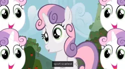 Size: 632x348 | Tagged: safe, derpibooru import, screencap, sweetie belle, meme, multeity, sweet apple acres, wat, youtube caption