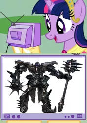 Size: 723x1024 | Tagged: safe, derpibooru import, twilight sparkle, twilight sparkle (alicorn), alicorn, pony, dinobot, exploitable meme, female, grimlock, knight, mare, meme, obligatory pony, transformers, transformers age of extinction, tv meme, weapon