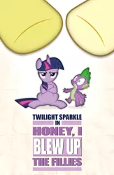 Size: 1000x1531 | Tagged: artist:dan232323, artist:estories, artist:richhap, derpibooru import, honey i blew up the kid, macro, movie poster, parody, pound cake, pumpkin cake, safe, spike, twilight sparkle, xk-class end-of-the-world scenario