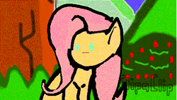 Size: 426x240 | Tagged: animated, artist:the hungry veggie, blushing, cute, derpibooru import, fluttershy, frame by frame, looking at you, nervous, safe, shy, solo, uncomfortable