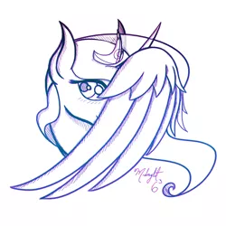 Size: 1000x1000 | Tagged: artist:midnightsix3, derpibooru import, lunadoodle, monochrome, princess luna, safe, solo