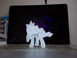 Size: 1280x960 | Tagged: artist:karlaandbliss, computer, cutout, derpibooru import, keyboard, laptop computer, lunadoodle, macbook, macbook pro, paper child, papercraft, paper pony, princess luna, safe, solo