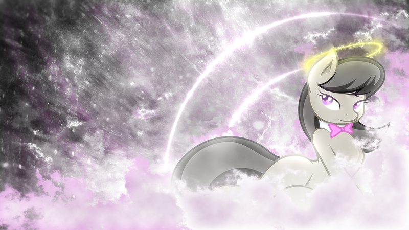 Size: 1920x1080 | Tagged: safe, artist:joey darkmeat, artist:omniscient-duck, artist:tim015, derpibooru import, edit, octavia melody, pony, halo, side, solo, vector, wallpaper, wallpaper edit