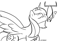 Size: 1000x654 | Tagged: artist:caluriri, bat, derpibooru import, eyes closed, heart, kissing, monochrome, pet, princess luna, s1 luna, safe, solo