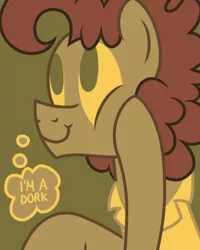 Size: 1024x1280 | Tagged: adorkable, artist:jollyjoltik, cheese sandwich, color palette challenge, cute, dead source, derpibooru import, diacheeses, dork, happy, looking up, safe, solo, speech bubble, squishy cheeks, thinking
