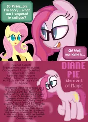 Size: 650x900 | Tagged: artist:frostedwarlock, ask, derpibooru import, diane pie, fluttershy, glasses, pinkie pie, safe, tumblr