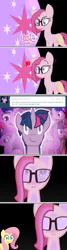 Size: 650x2410 | Tagged: artist:frostedwarlock, ask, comic, derpibooru import, diane pie, dusk shine, fluttershy, pinkie pie, rule 63, safe, tumblr, twilight sparkle