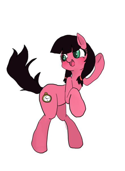 Size: 753x1024 | Tagged: safe, artist:moekonya, derpibooru import, oc, oc:macdolia, unofficial characters only, earth pony, pony, pigtails, solo, time lady, time travel