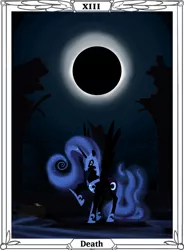 Size: 1000x1362 | Tagged: safe, artist:spectralunicorn, derpibooru import, ponibooru import, nightmare moon, alicorn, pony, armor, card, female, mare, moon, solo, tarot, tarot card