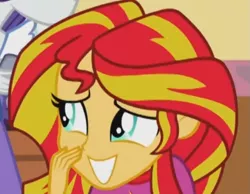 Size: 637x494 | Tagged: safe, derpibooru import, screencap, sunset shimmer, equestria girls, rainbow rocks, cute, shimmerbetes, smiling, solo, when she smiles